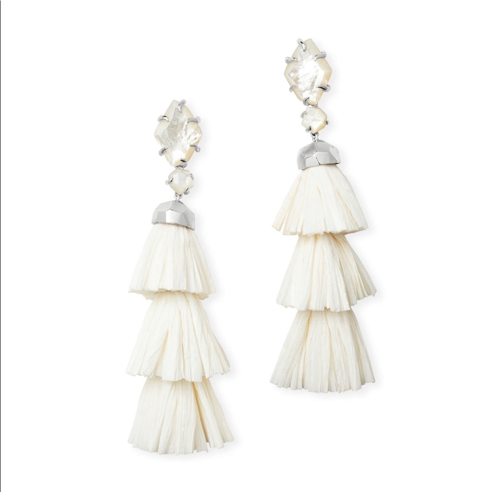 Kendra Scott White Tassel Earrings